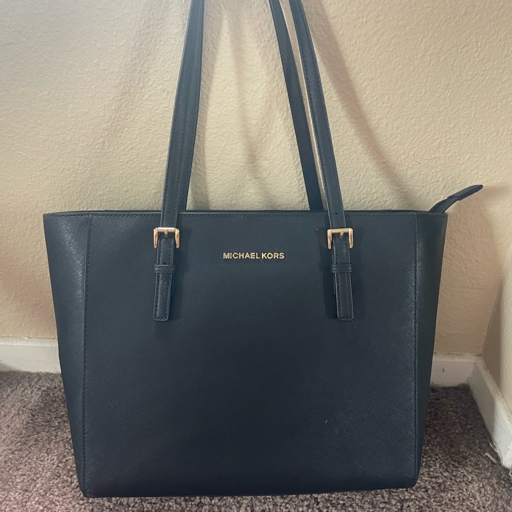 Michael Kors Black Leather Shoulder Tote